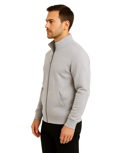 Veste Homme Zippée en 100% Coton avec Col Montant – Casual Chic et Confortable