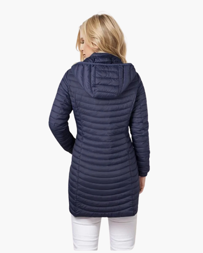 Manteau long matelassé à capuche pour femme