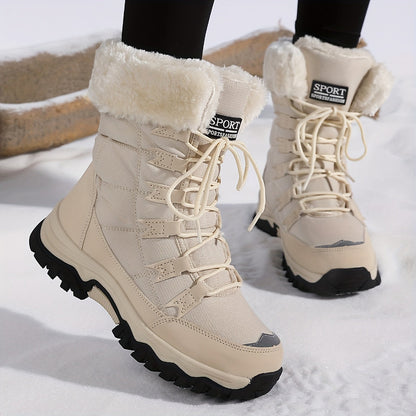 bottes d'hiver femme fourrées, coloris beige