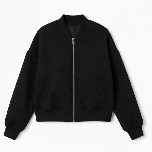 veste bomber matelassée noire pour femme, vue de face