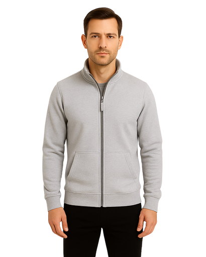 Veste Homme Zippée en 100% Coton avec Col Montant – Casual Chic et Confortable