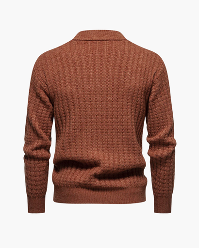 Pull homme à maille côtelée légère, col montant et confortable