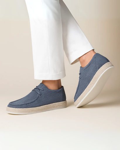 Chaussures basses à lacets avec motif côtelé et bord tressé
