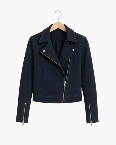 Blouson biker femme zippé, vue de dos