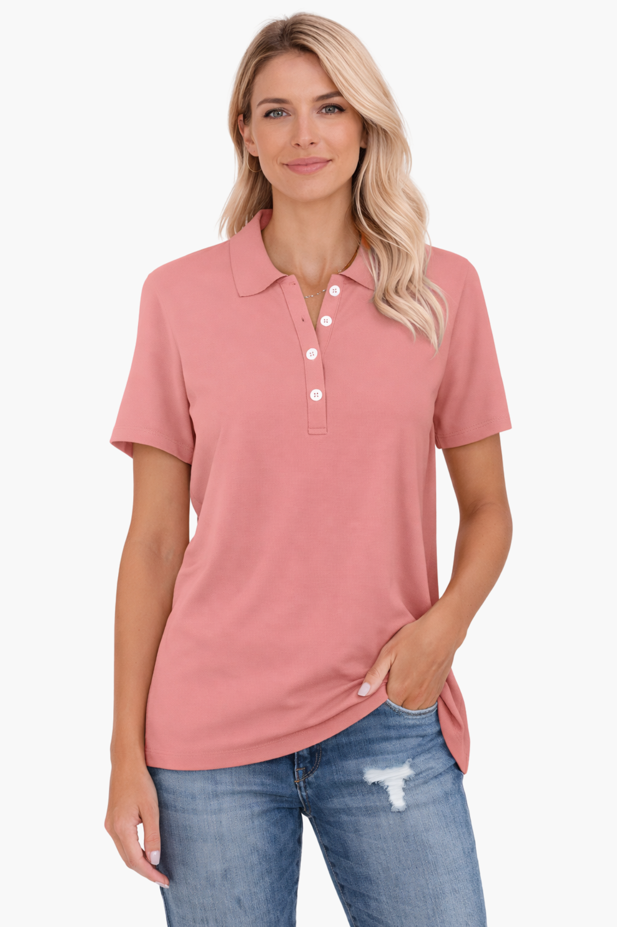 Polo Femme Manches Courtes – Haut Décontracté Élégant Avec Boutons