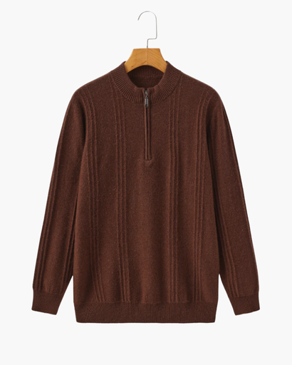 Pull homme Ribbed Half Zip avec effet cachemire et tissu doux