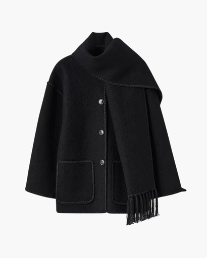 Manteau Chaud Femme – Élégant Manteau en Laine avec Col Écharpe