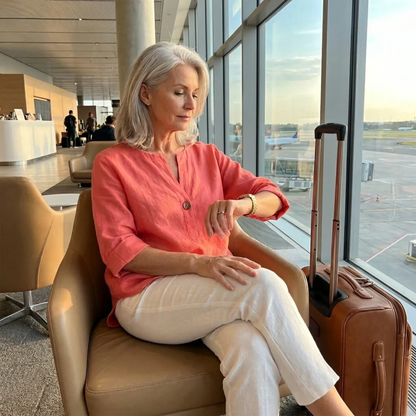 Blouse Femme en Lin – Coupe Fluide et Col en V Élégant | Blouse Respirante