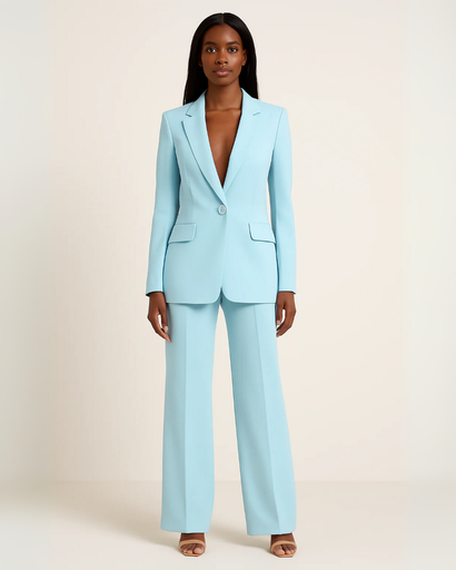 Tailleur Femme Bureau Professionnel Blazer Structuré Pantalon Droit Chic