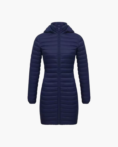 Manteau long matelassé à capuche pour femme