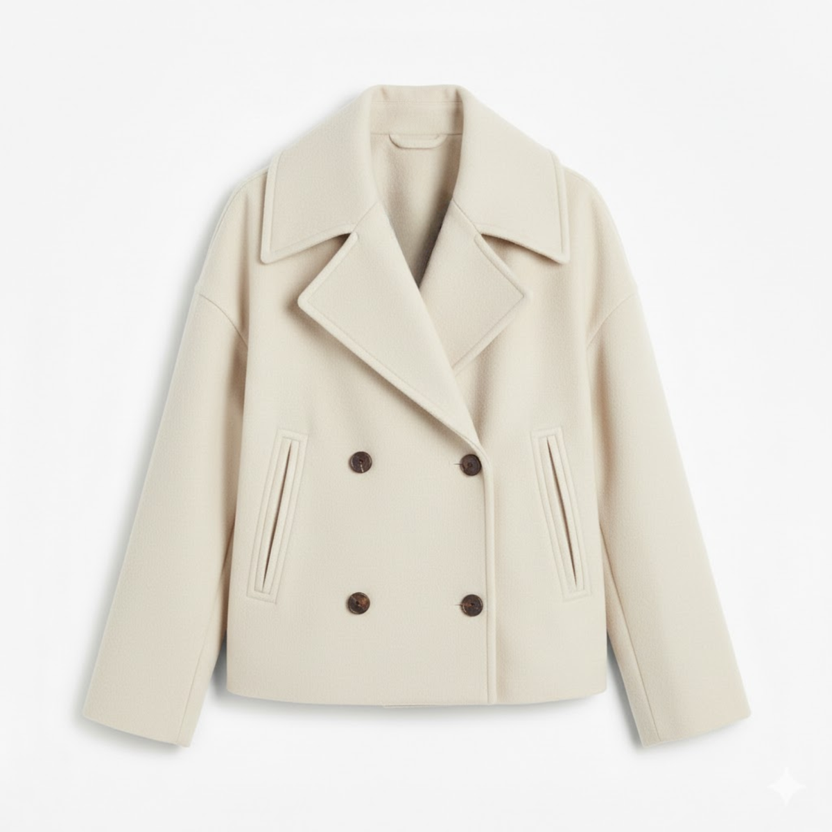 caban court en laine femme, coloris beige