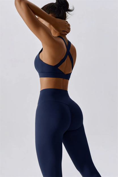Ensemble Sport Femme Dos Croisé – Brassière et Legging Taille Haute Sculptant