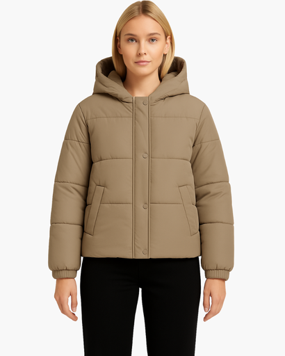 Veste d’Hiver Femme Matelassée Courte avec Capuche – Doudoune Chaude et Confortable