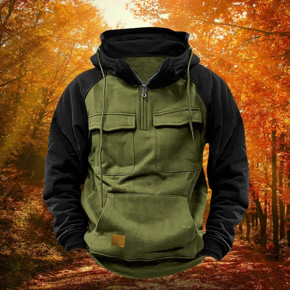 sweat à capuche outdoor colorblock homme, coloris gris