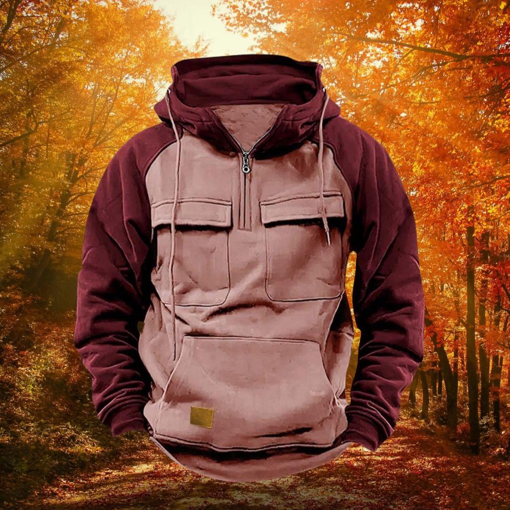 sweat à capuche outdoor colorblock homme, coloris rose