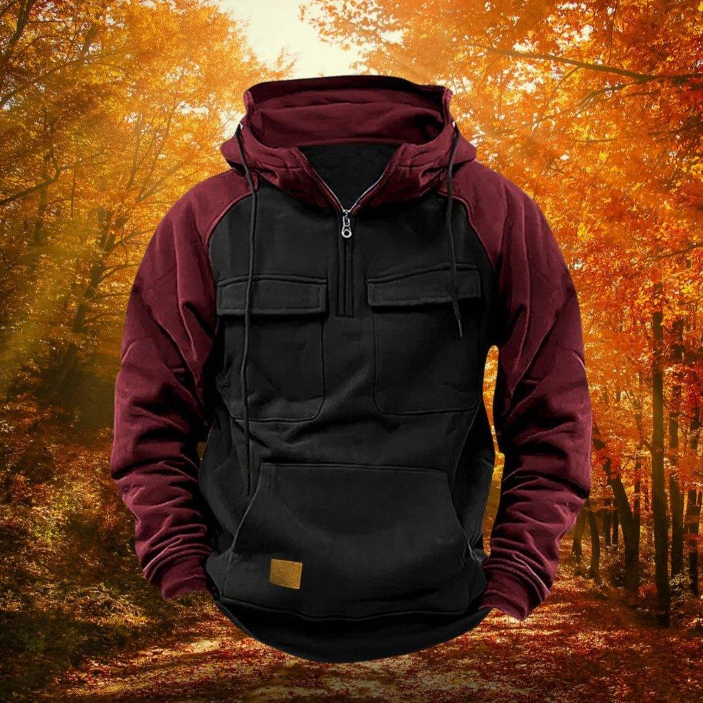 sweat à capuche outdoor colorblock homme, coloris rouge