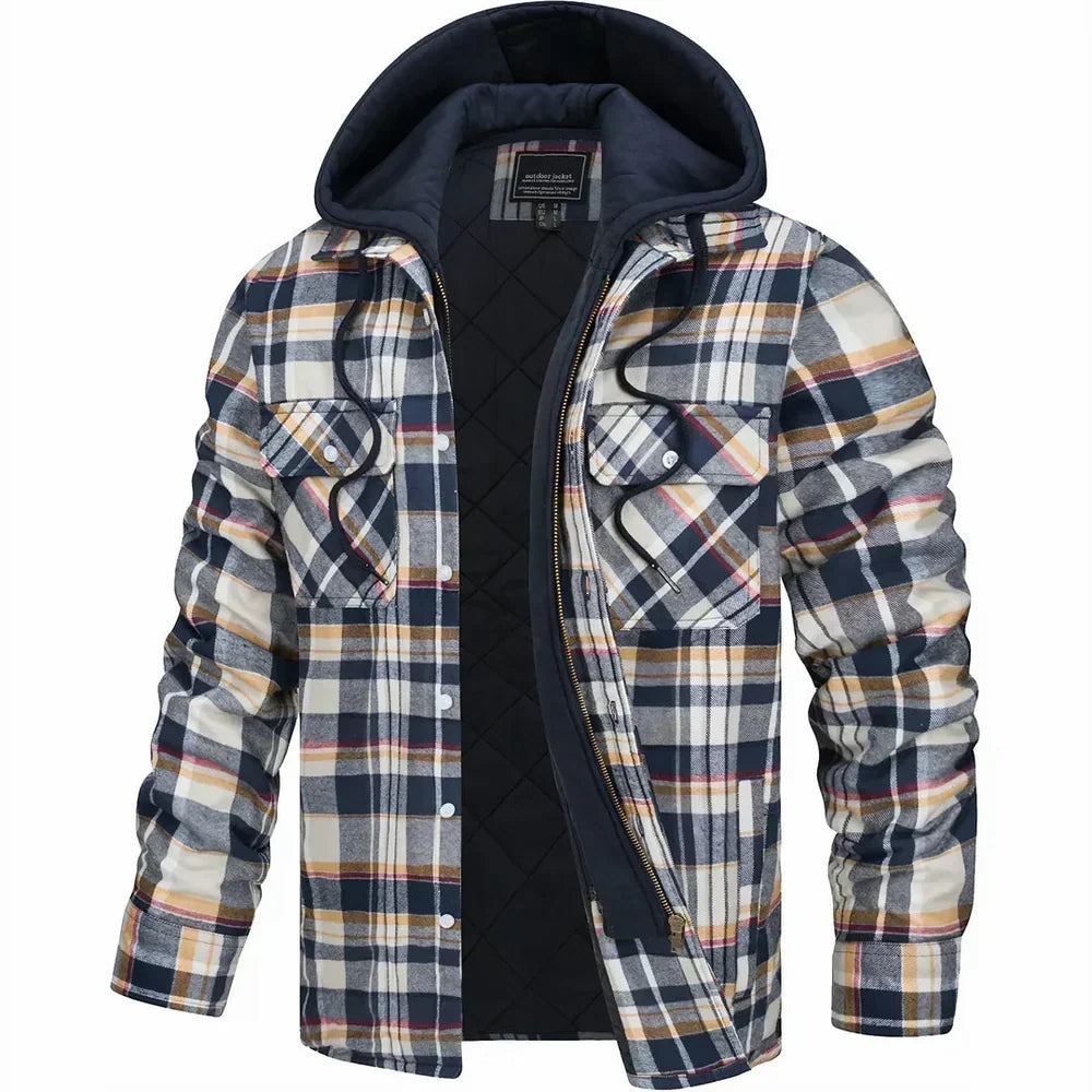Blouson homme à capuche flanelle coloris Crème, vue face