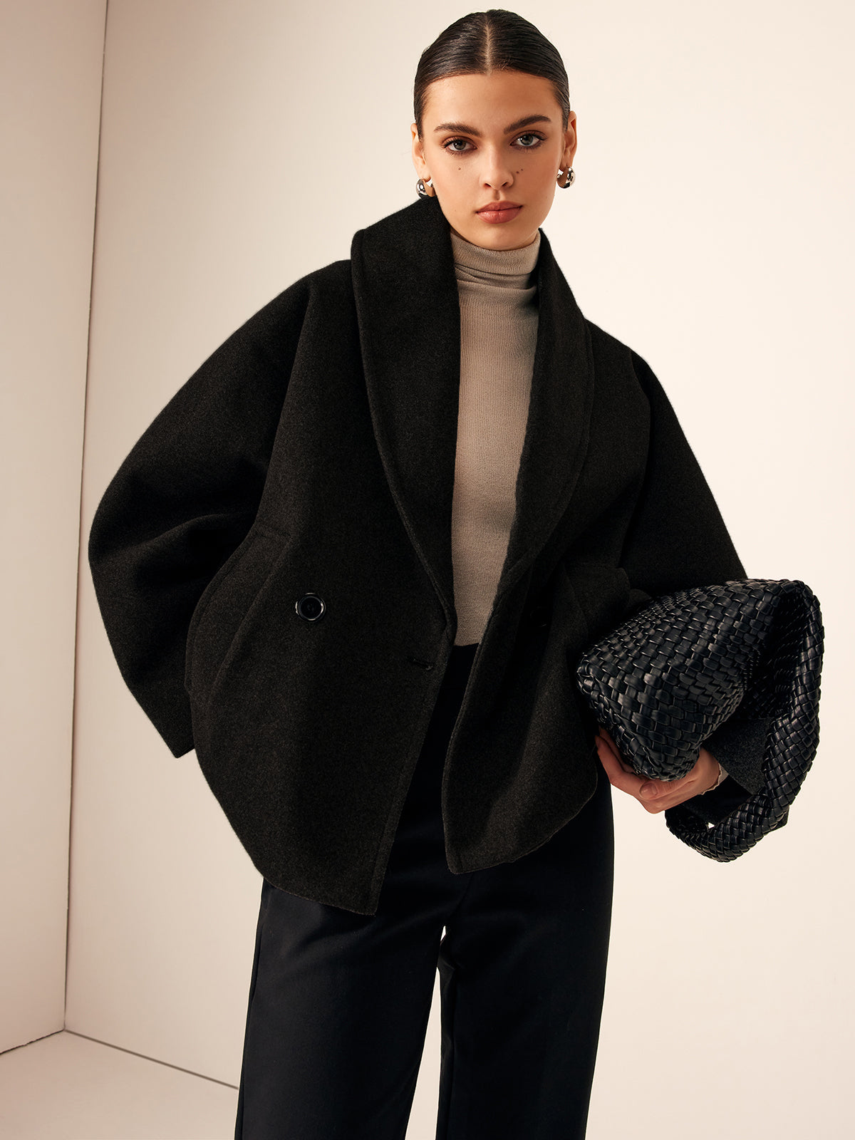 Veste courte en tweed Noir