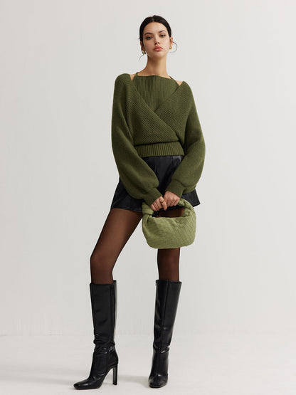 Pull cache-cœur 2-en-1 vert kaki