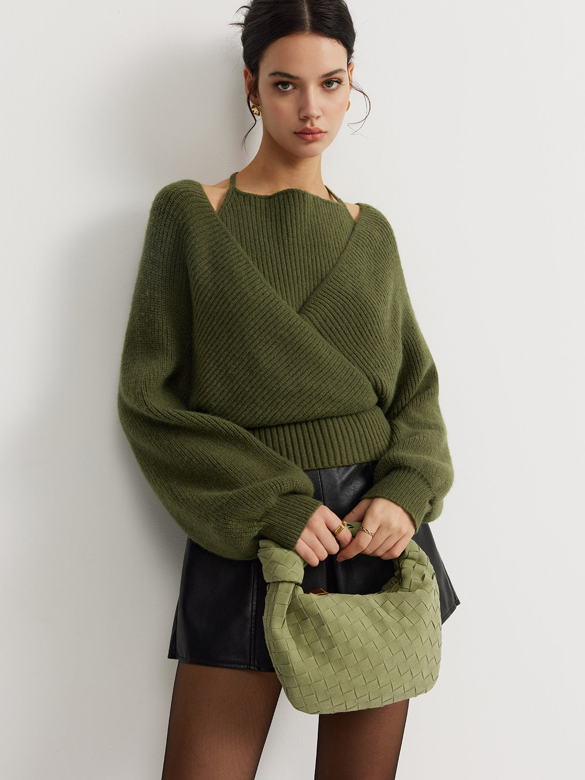 Pull cache-cœur 2-en-1 vert kaki