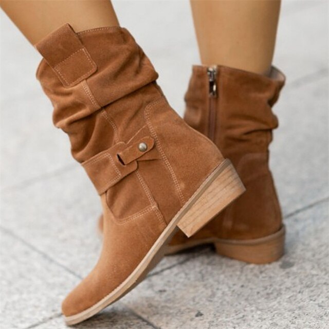 bottines femme aspect daim à talon bois, coloris marron