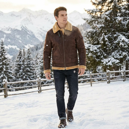 veste aviateur homme, vue de détail du col fausse fourrure