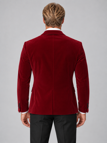 blazer smoking velours bordeaux homme, vue de dos