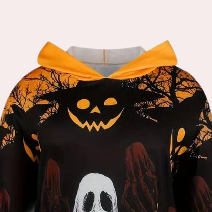 Robe à capuche Halloween - détail imprimé