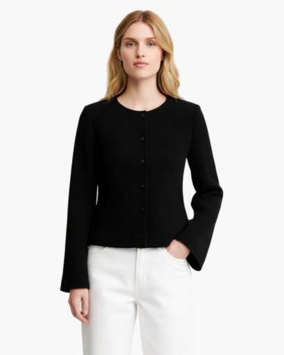 Cardigan Femme Élégant à Col Rond | Boutons en Détail Raffiné