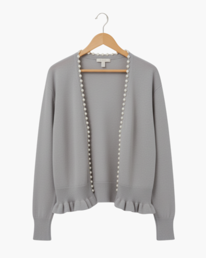 Cardigan Femme Élégant – Finition Perles & Manches Longues | Style Chic