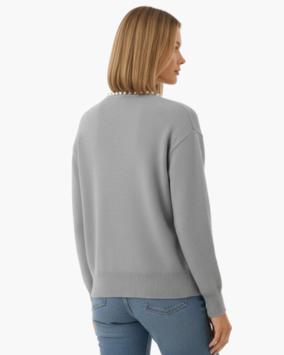 Cardigan Femme Élégant – Finition Perles & Manches Longues | Style Chic