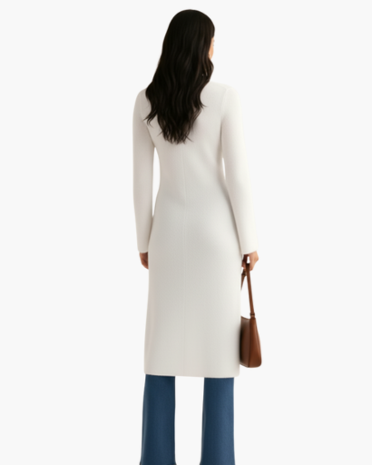 Cardigan long femme col V, détail de la maille
