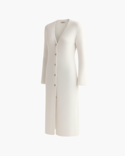 Cardigan long femme col V, vue de dos