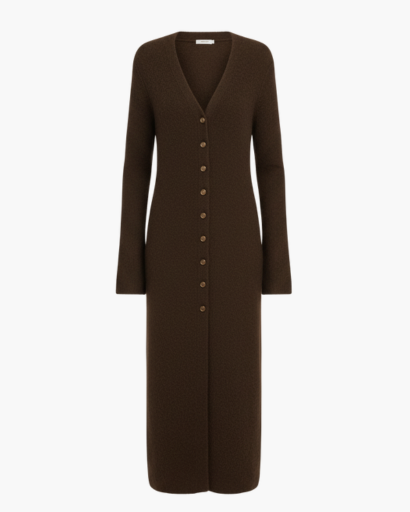 Cardigan Long Femme Col V Profond Laine Douce – Style Chic & Élégant | Automne Hiver
