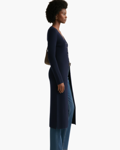 Cardigan Long Femme Col V Profond Laine Douce – Style Chic & Élégant | Automne Hiver