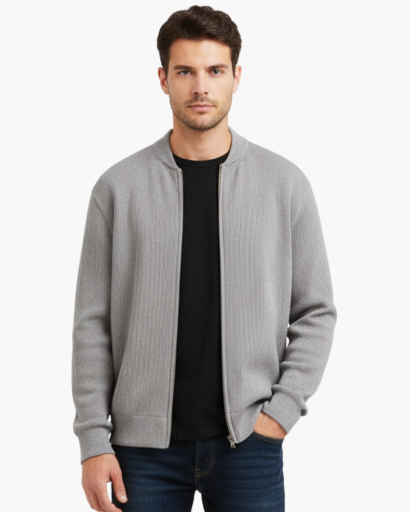 Cardigan zippé homme maille côtelée – vue 6