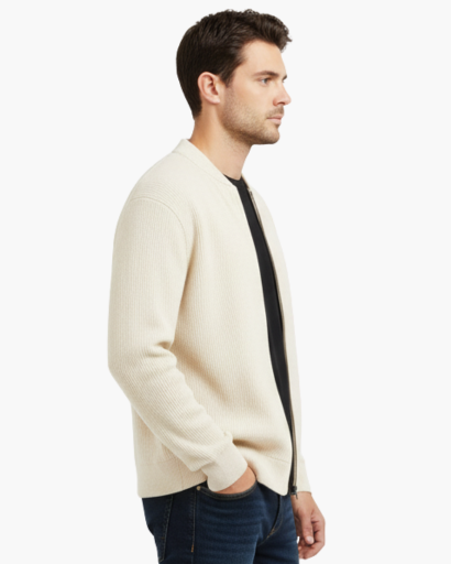 Cardigan zippé homme maille côtelée – vue 4