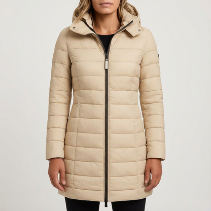 Doudoune longue femme Beige