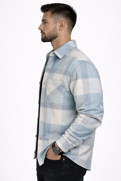 Chemise homme à carreaux coupe droite avec poche poitrine