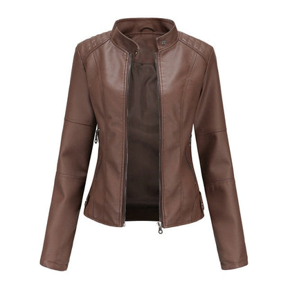 Veste femme aspect cuir Café