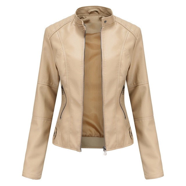 Veste femme aspect cuir Abricot