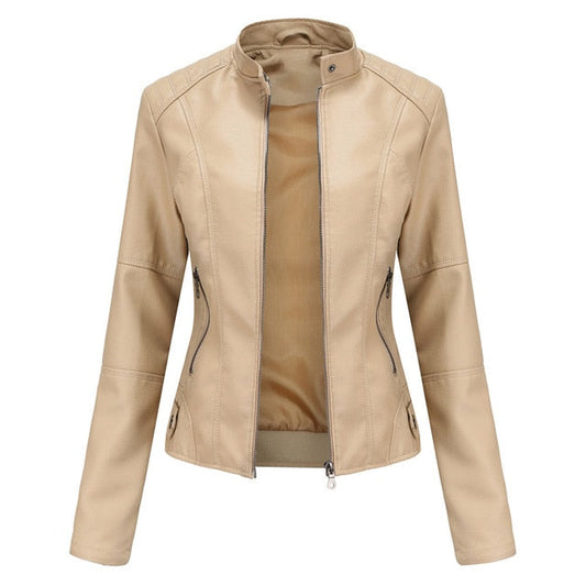Veste femme aspect cuir Abricot
