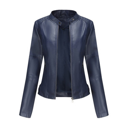 Veste femme aspect cuir Bleu marine