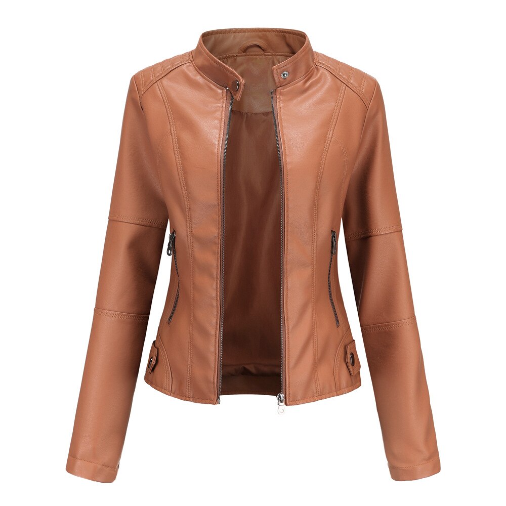 Veste femme aspect cuir Camel