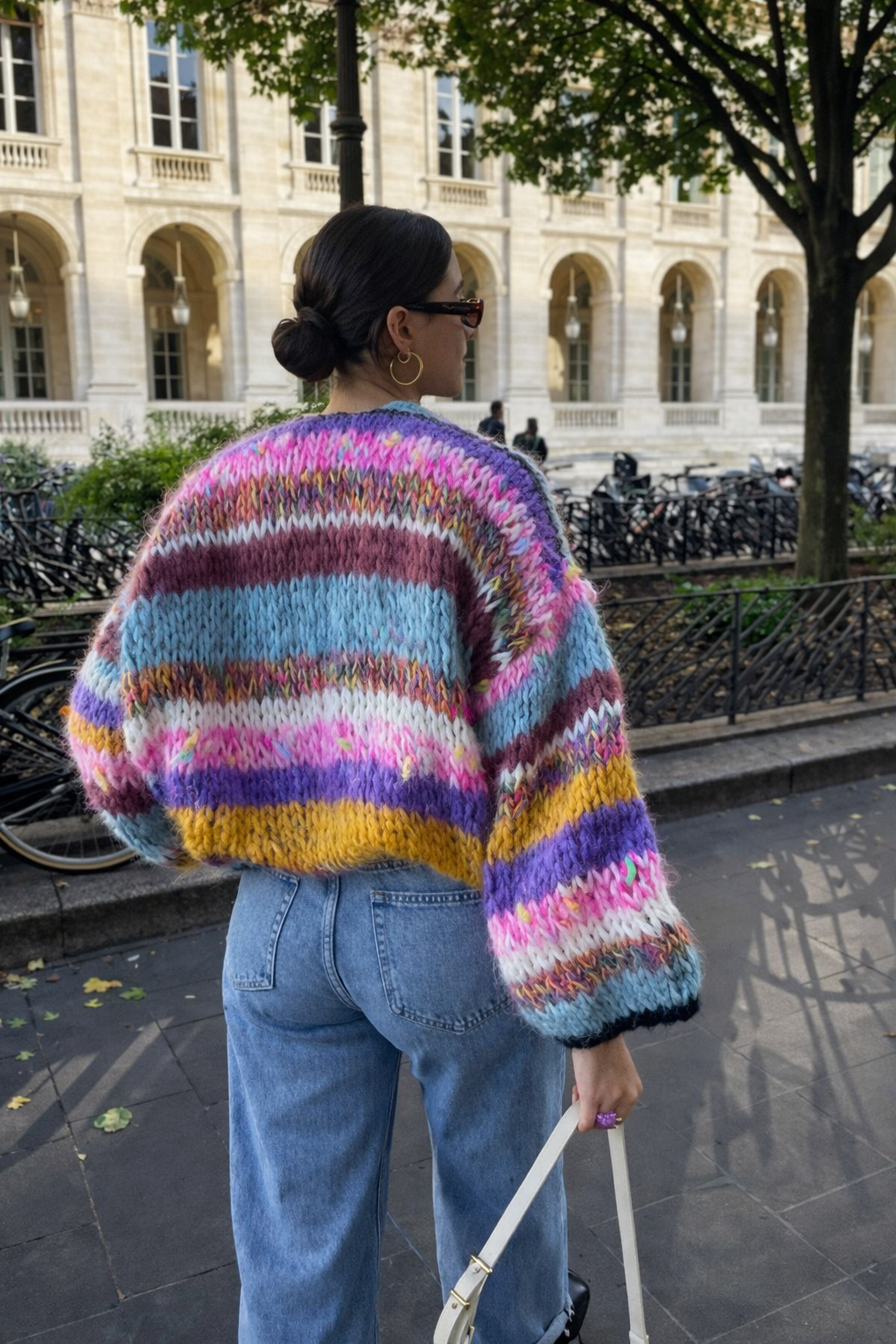 Gilet maille chunky rayé Violet