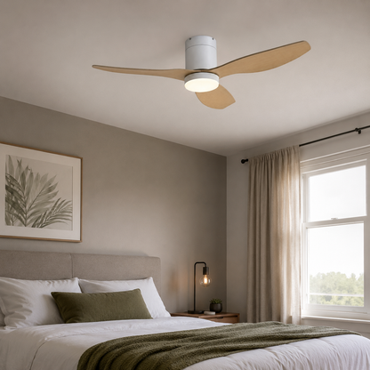Ventilateur de Plafond en Bois & LED 132 cm