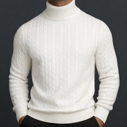 pull col roulé homme, coloris blanc