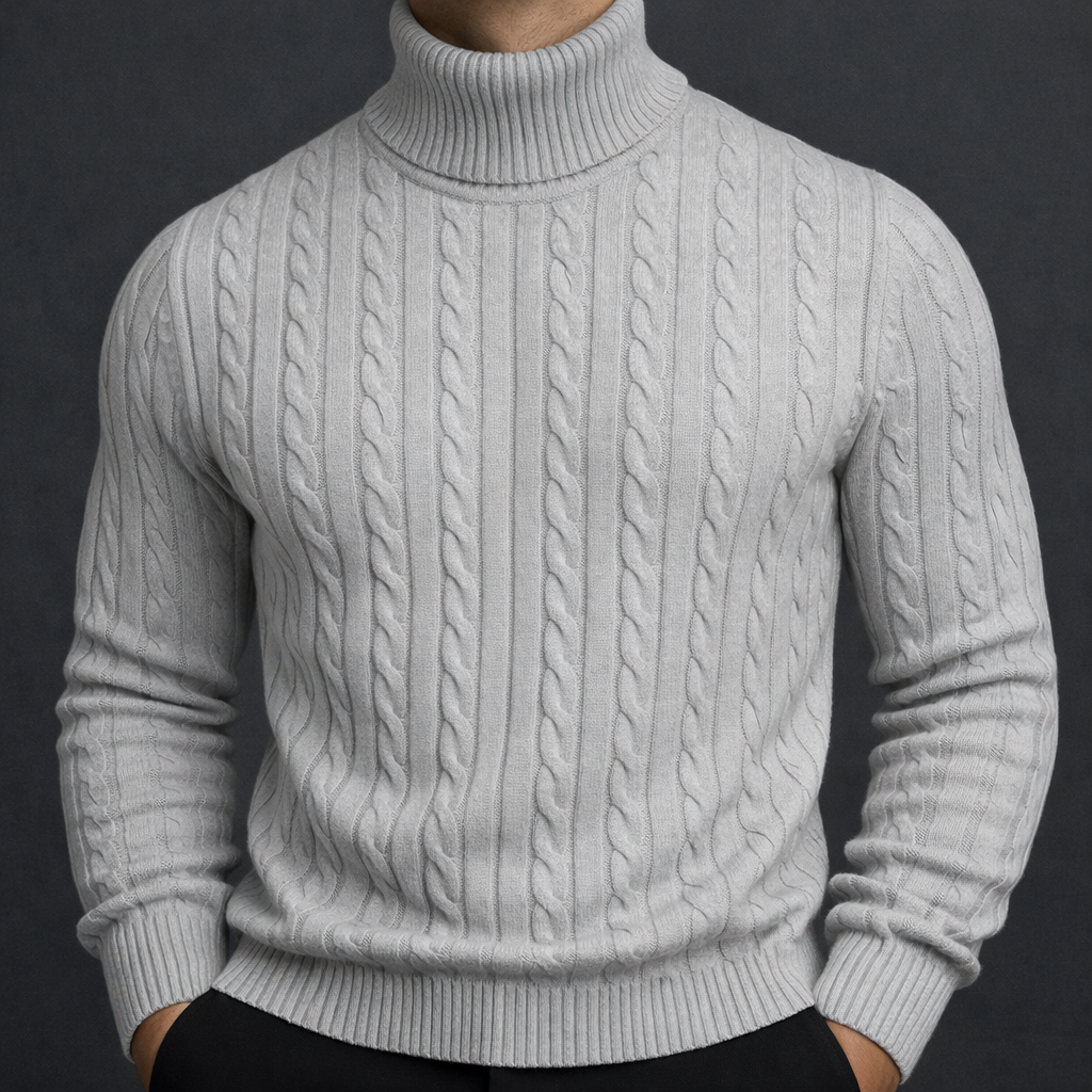 pull col roulé homme, coloris gris