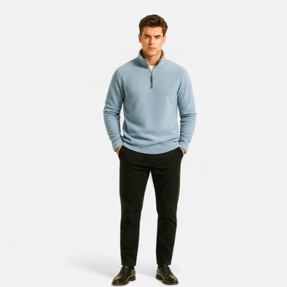 pull polaire homme demi-zip à col haut, détail