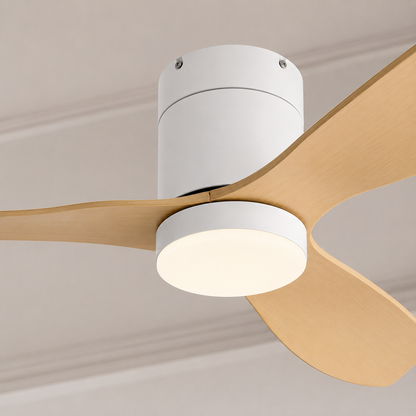Ventilateur de Plafond en Bois & LED 132 cm